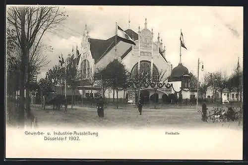 AK Düsseldorf, Industrie- & Gewerbe-Ausstellung 1902, Festhalle