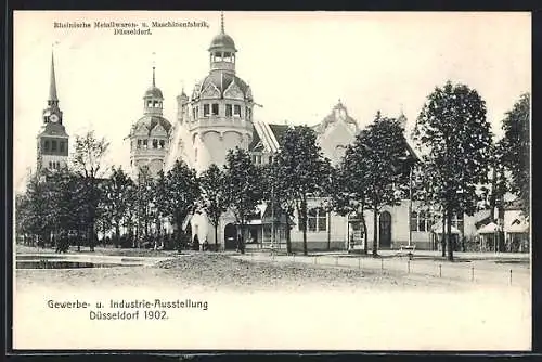 AK Düsseldorf, Industrie- u. Gewerbe-Ausstellung 1902, Rheinische Metallwaren- u. Maschinenfabrik