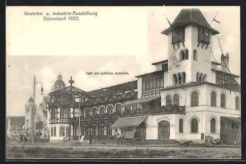 AK Düsseldorf, Industrie- & Gewerbe-Ausstellung 1902, Cafe zur schönen Aussicht