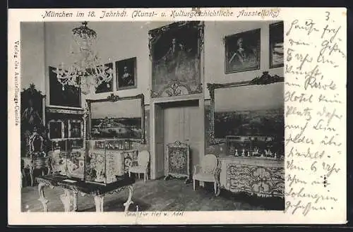 AK München, Kunst- und Kulturgeschichtliche Ausstellung, München im 18. Jh., Saal für Hof u. Adel