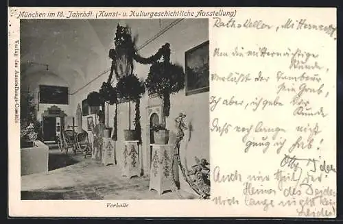 AK München, Kunst- und Kulturgeschichtliche Ausstellung München im 18. Jahrhdt., Vorhalle