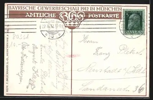 AK München, Bayrische Gewerbeschau 1912, Haupt-Restaurant mit Publikum