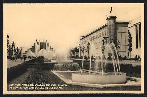 AK Bruxelles, Exposition de Bruxelles 1935, Les Fontaines de l`Allée du Centenaire