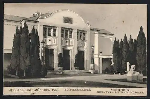 AK München, Ausstellung 1908, Künstlertheater, Vorderansicht