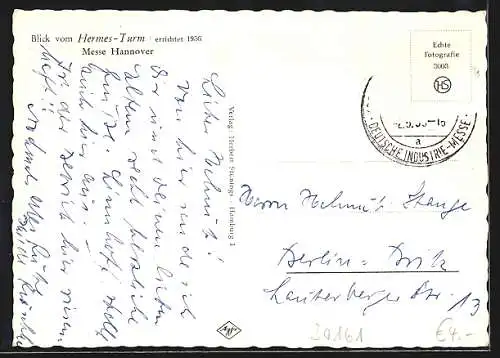 AK Hannover, Messe, Blick vom Hermes-Turm