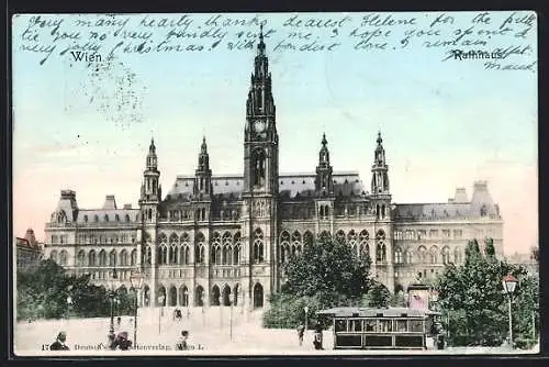 AK Wien, Rathhaus und Strassenbahn