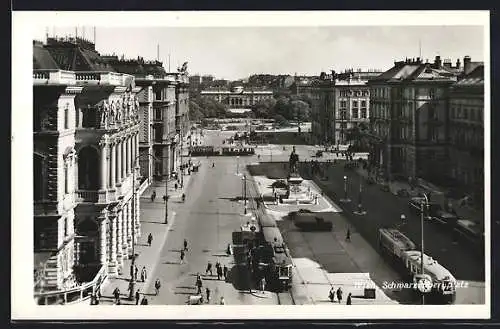 AK Wien, Schwarzenbergplatz mit Strassenbahn