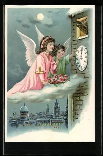 AK Engel drehen an der Uhr vom Glockenturm