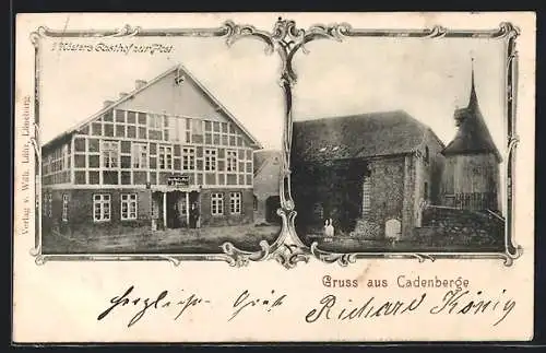 AK Cadenberge, J. Köster`s Gasthof zur Post, Kirche