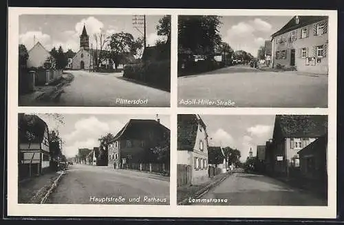 AK Plittersdorf / Rhein, Orts- und Strassenpartien, 4 Ansichten