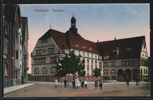 AK Feuerbach / Stuttgart, Partie am Rathaus