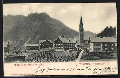 AK Mittelberg /Kleinwalsertal, Ort mit Kirche und mit dem Widderstein