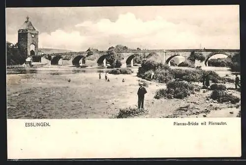 AK Esslingen / Neckar, Pliensau-Brücke mit Pliensautor