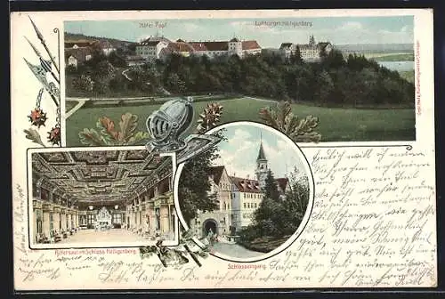 AK Heiligenberg / Baden, Schloss und Panorama mit Hotel Post