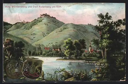AK Rotenberg / Württemberg, Blick auf das Dorf und Burg Württemberg
