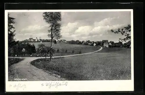 AK Wildenstein / Fichtenau, Feldweg zum Ort