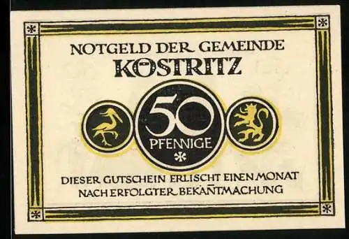 Notgeld Köstritz, 50 Pfennig, Mann empfiehlt Köstritzer Schwarzbier für die Gesundheit