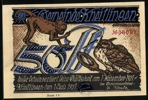 Notgeld Kneitlingen 1921, 50 Pfennig, Eulenspiegelhof