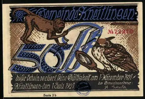 Notgeld Kneitlingen 1921, 50 Pfennig, Wie Eulenspiegel mit seinem Paten dem Burgherrn von Ampleben verfuhr