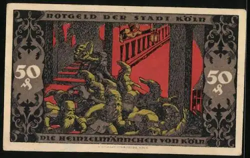 Notgeld Köln 1922, 50 Pfennig, Heinzelmännchen von Köln, Gutschein