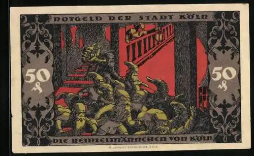 Notgeld Köln 1922, 50 Pfennig, Heinzelmännchen von Köln, Gutschein