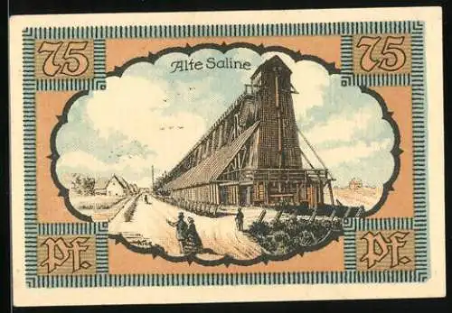 Notgeld Kolberg /Ostsee 1921, 75 Pfennig, Alte Saline, Gutschein
