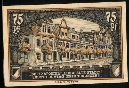 Notgeld Kreuzburg i. Oberschlesien 1921, 75 Pfennig, Die 12 Apostel, Wappen, Gutschein