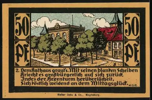 Notgeld Calbe a. d. S., 50 Pfennig, Rathaus