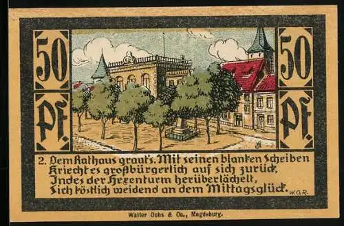 Notgeld Calbe a. d. S., 50 Pfennig, Rathaus