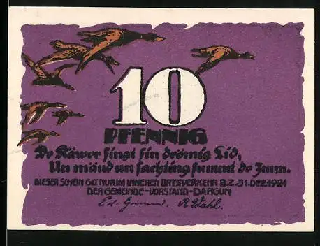 Notgeld Dargun 1921, 10 Pfennig, Kirche