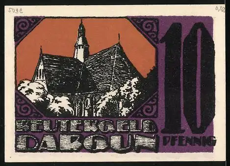 Notgeld Dargun 1921, 10 Pfennig, Kirche