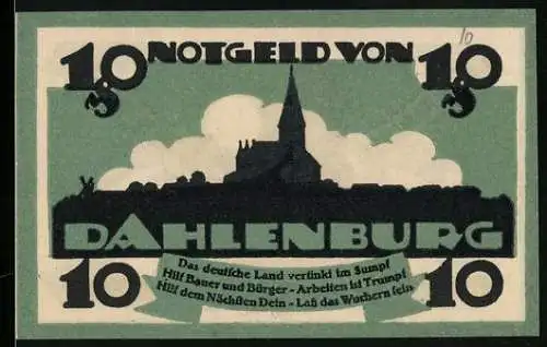 Notgeld Dahlenburg 1920, 10 Pfennig, Panorama