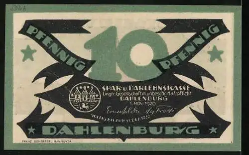 Notgeld Dahlenburg 1920, 10 Pfennig, Panorama