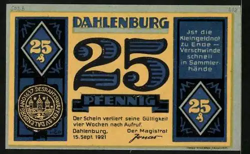 Notgeld Dahlenburg 1921, 25 Pfennig, Kirche