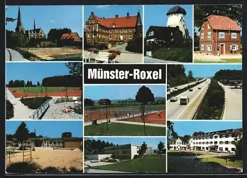 AK Münster-Roxel / Westfalen, Kirche, Spielplatz, Tennisplatz