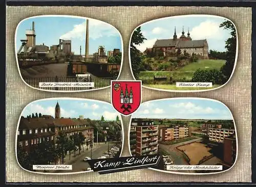 AK Kamp-Lintfort, Zeche Friedrich-Heinrich, Kloster Kamp, Moerser Strasse, Krupp`sche Hochhäuser