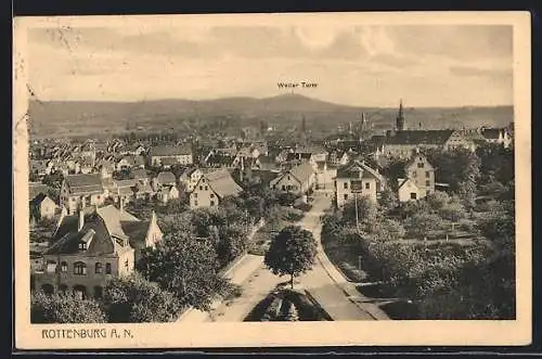 AK Rottenburg / Neckar, Ansicht von oben mit Blick zum Weiler Turm