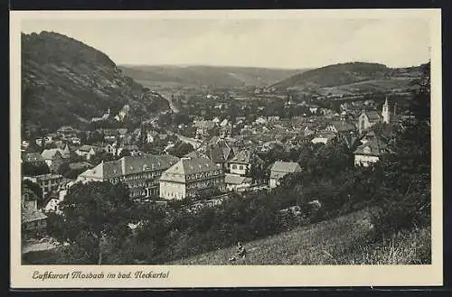 AK Mosbach / Baden, Blick über den Ort mit Kirche