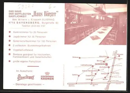 AK Davensberg, Gasthaus Börger, Burgstrasse 60, Innenansichten