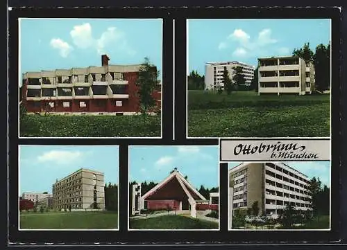 AK Ottobrunn b. München, Kirche, Wohnhaus, Ortspartie