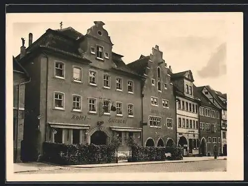 AK Rothenburg / Tauber, Hotel Eisenhut und Geschäfte