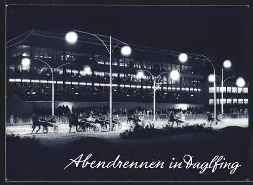 AK München-Daglfing, Trabrennbahn, Abendrennen, Pferdesport