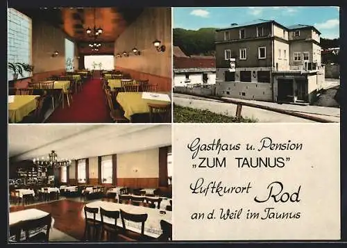 AK Rod an d. Weil / Weil, Gasthaus und Pension Zum Taunus, Bes. I. Stahl und K. Weinbrenner