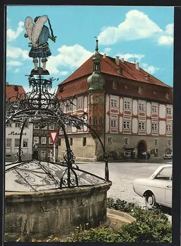 AK Königshofen i. Gr., Marktplatz mit Rathaus