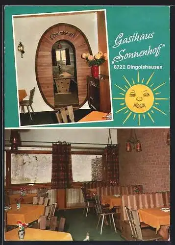 AK Dingolshausen, Gasthaus Sonnenhof, Innenansichten