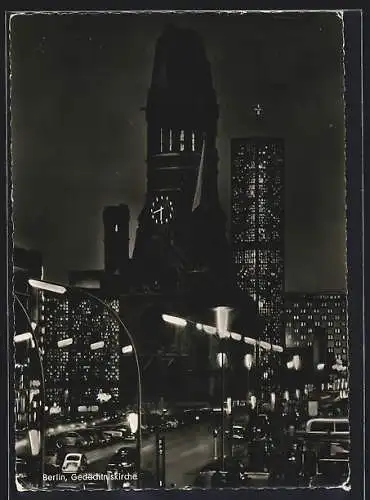 AK Berlin-Charlottenburg, Gedächtniskirche bei Nacht