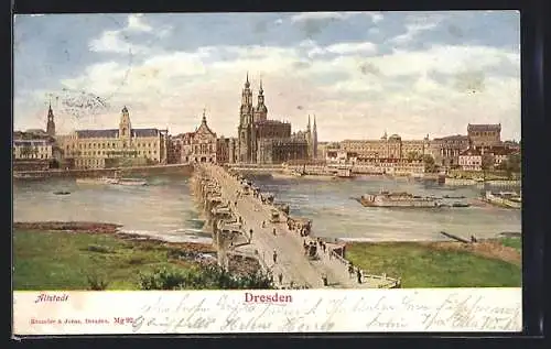 Künstler-AK Dresden, Brücke an der Altstadt