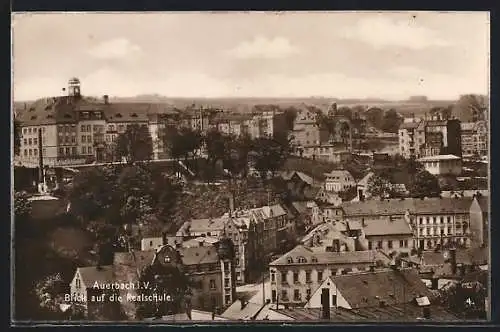 AK Auerbach / Vogtland, Teilansicht mit Blick auf die Realschule