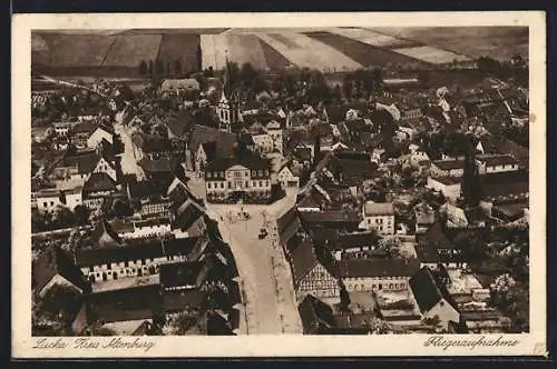 AK Lucka / Sachsen-Altenburg, Fliegeraufnahme des Ortes