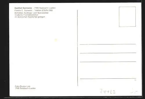 AK Sulzbach-Laufen / Kocher, Gasthof Germania, Bes. Fam. E. Sanwald